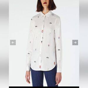 Cath kidston london white button down embroidered blouse 8